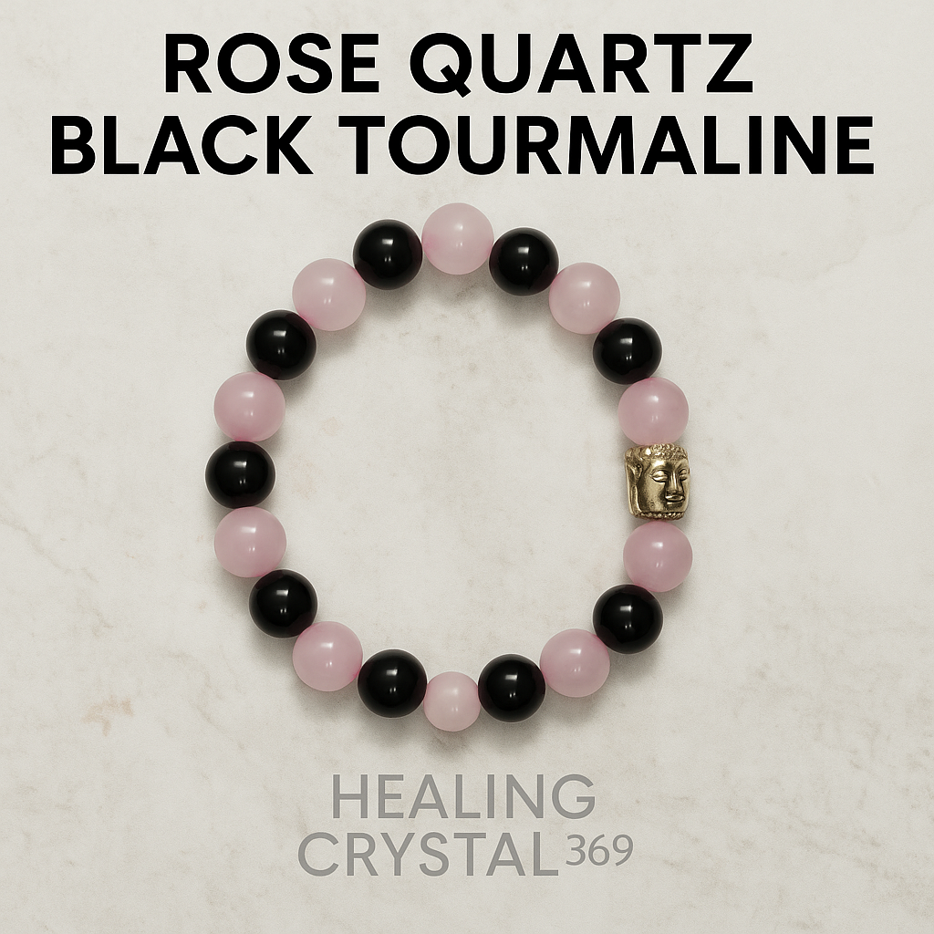 ROSE QUARTS AND BLACK TOURMLAINE